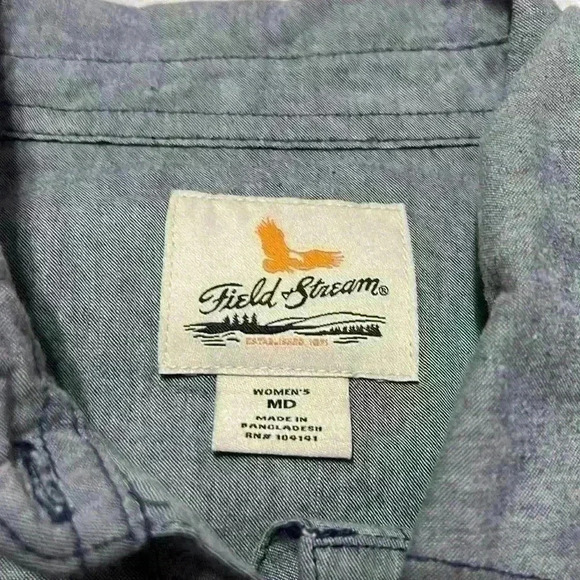 Field &‎ Stream gray cotton shirt dress with tie waist. Women’s size medium - Picture 4 of 10